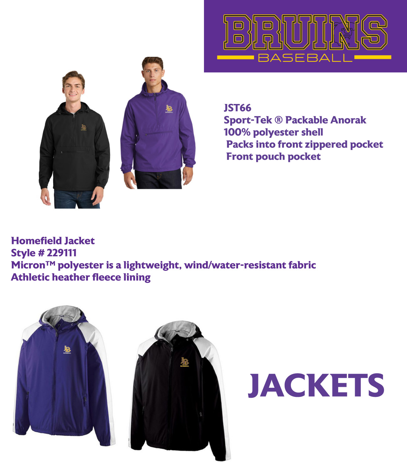 Lake Braddock Baseball Jackets
