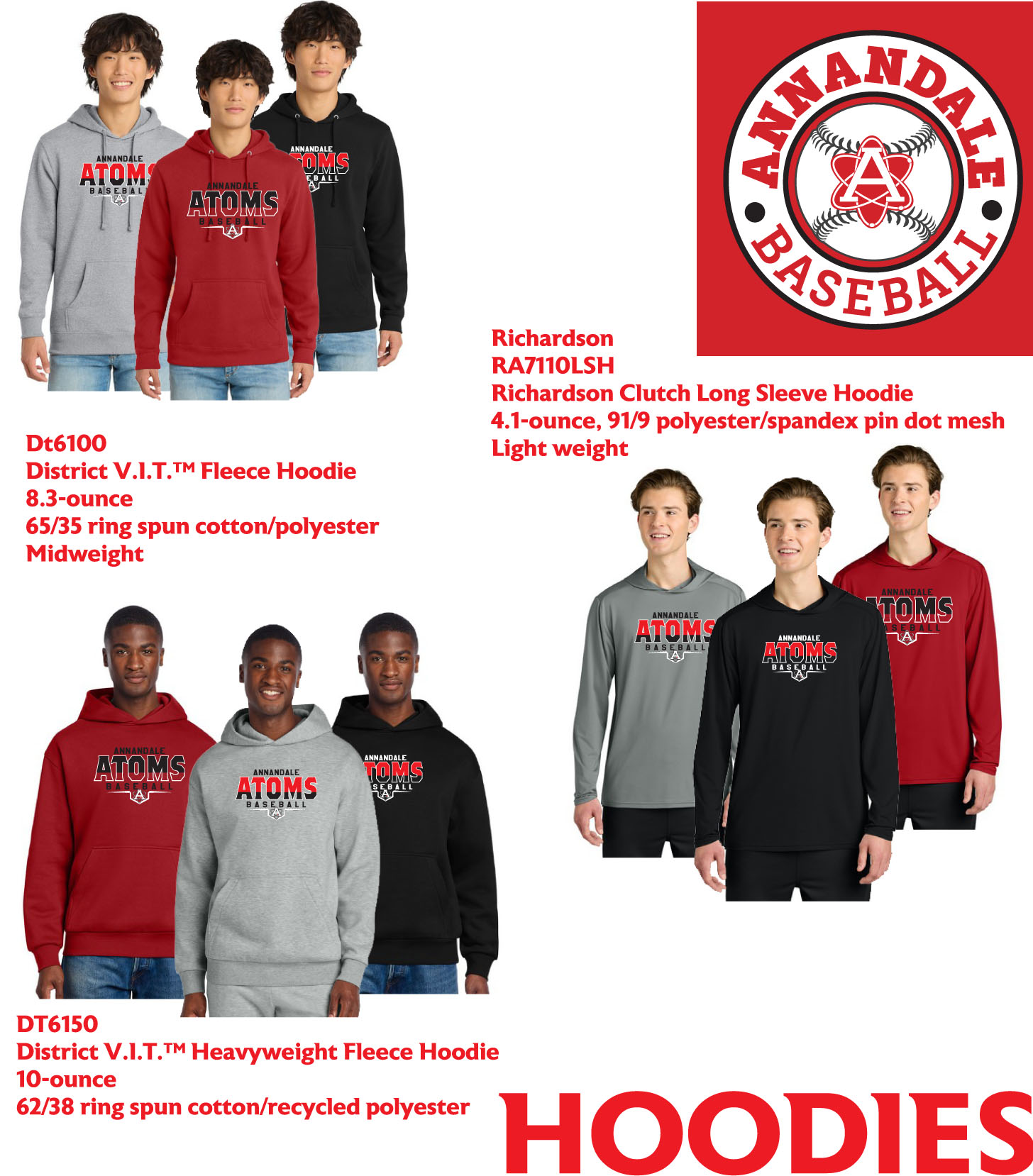 Atoms Baseball Hoodies