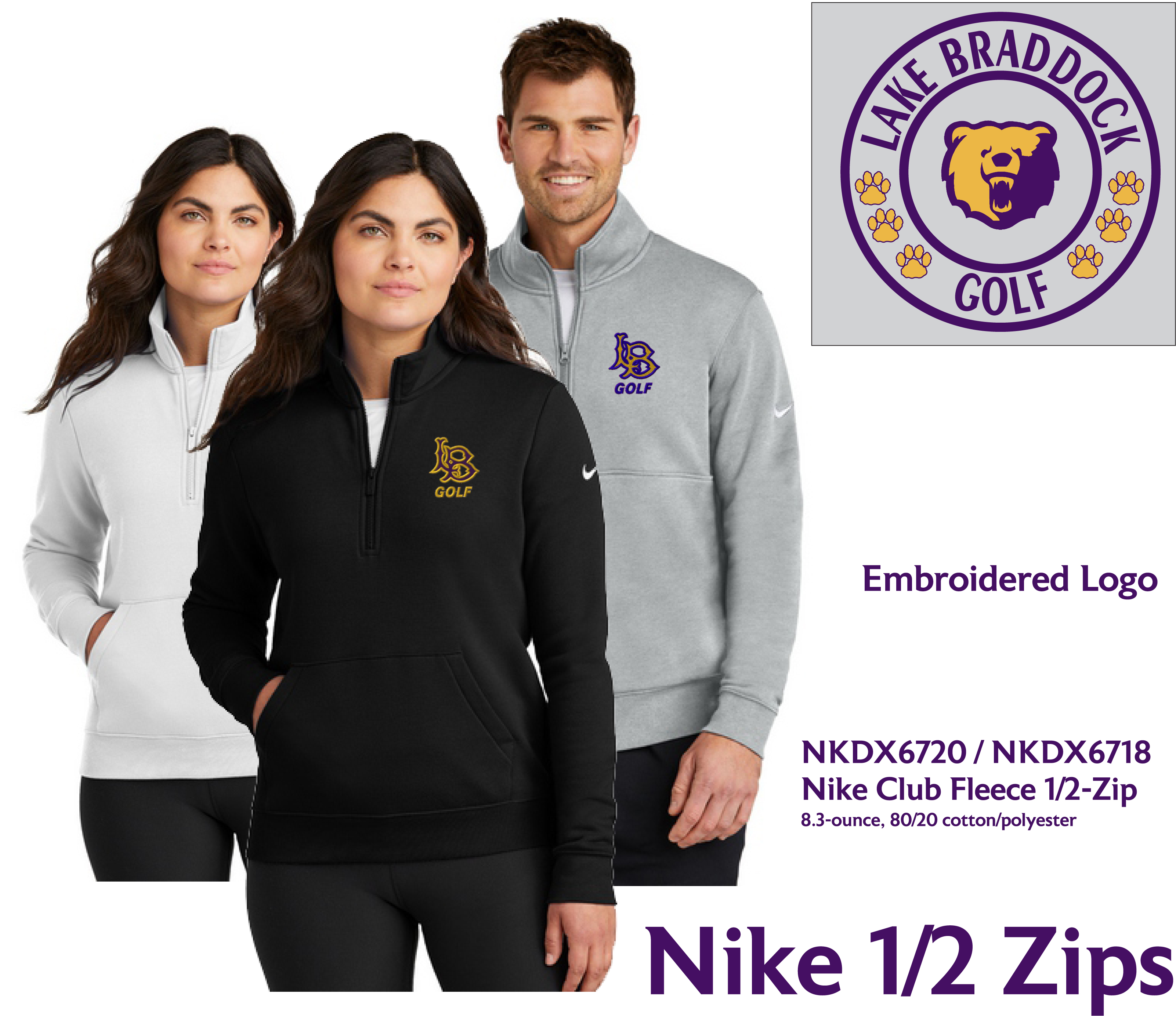 LB Golf Nike 1/2 zips