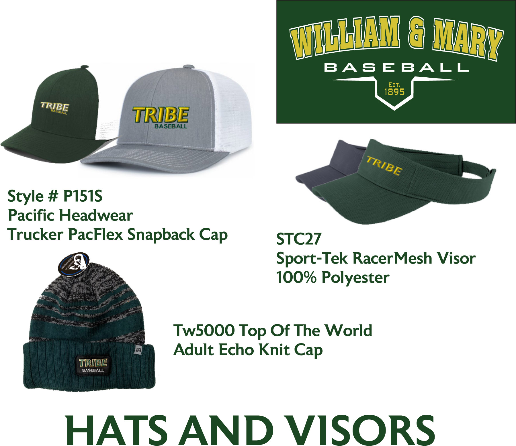 WM Baseball Hats and Visors