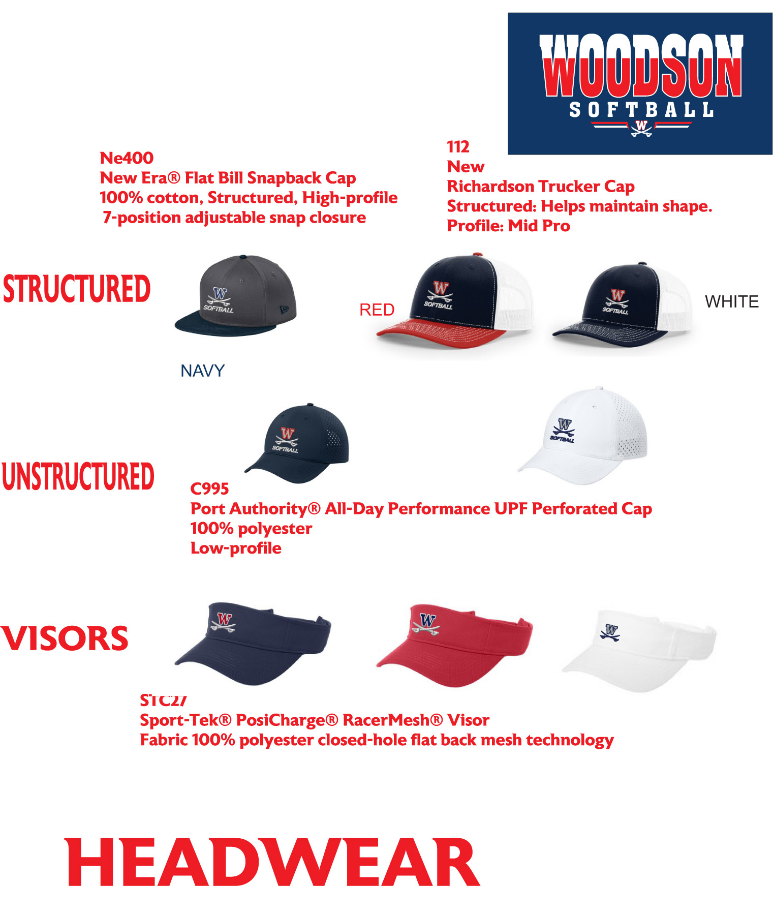 Woodson Softball Headwear